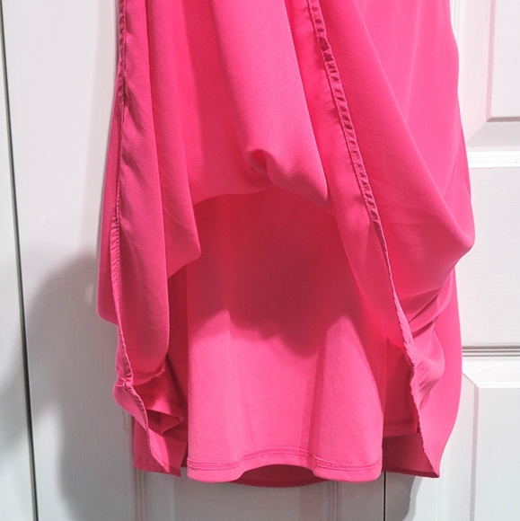 Gianni Bini Neon Hot Pink Dress Cutout Flowey Sleeveless - Picture 3 of 5